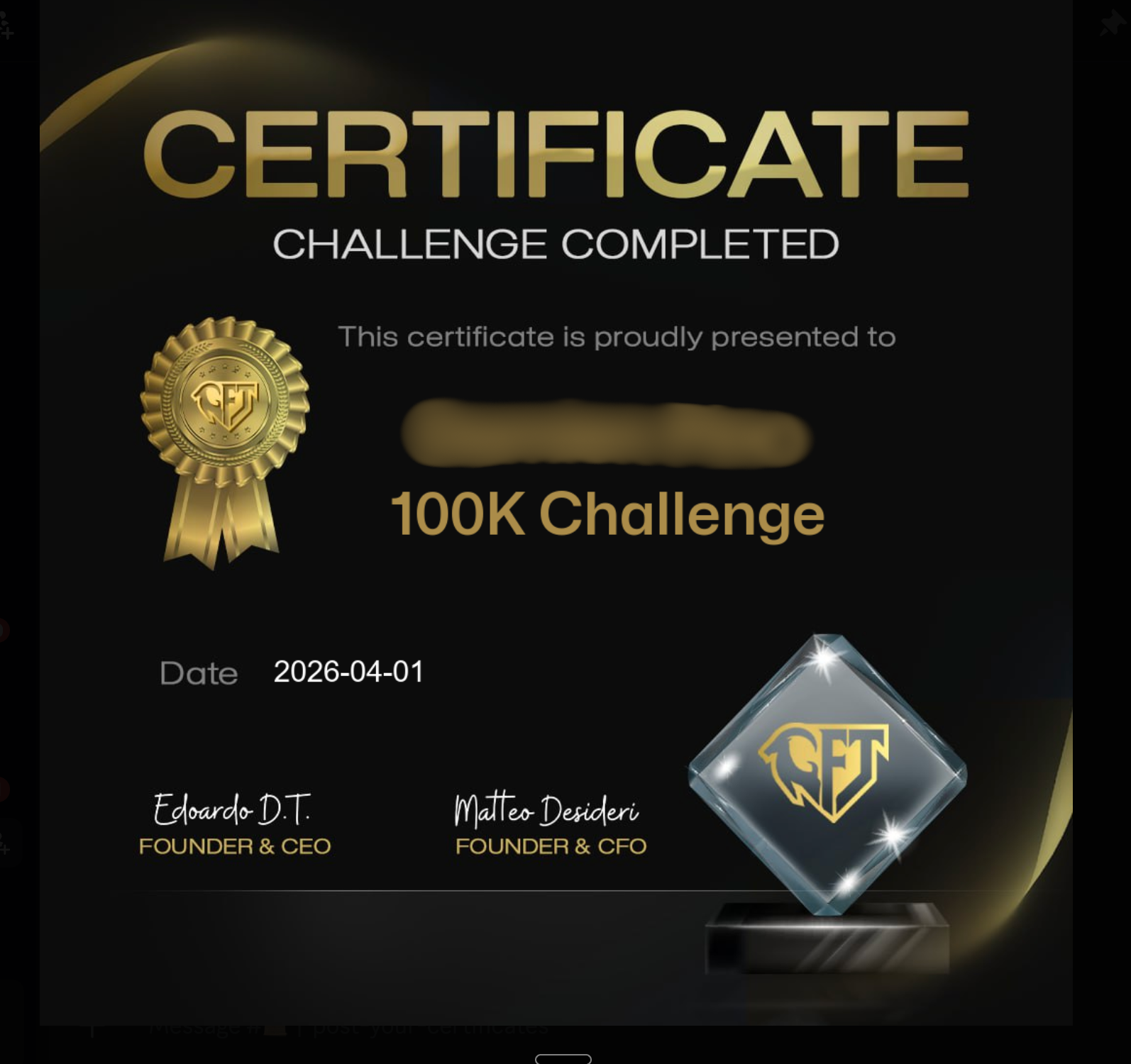 Chứng chỉ vượt thử thách 3